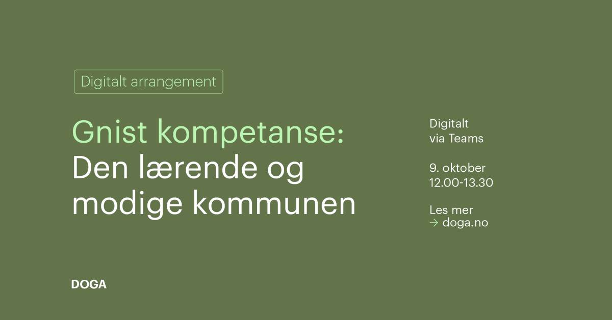 Hvordan kan din kommune sikre mer bærekraftig lokalsamfunnsutvikling? Det vil du lære om i Gnist kompetanse. Velkommen til nettseminar den 9. oktober! doga.no/gnist-kompetan…