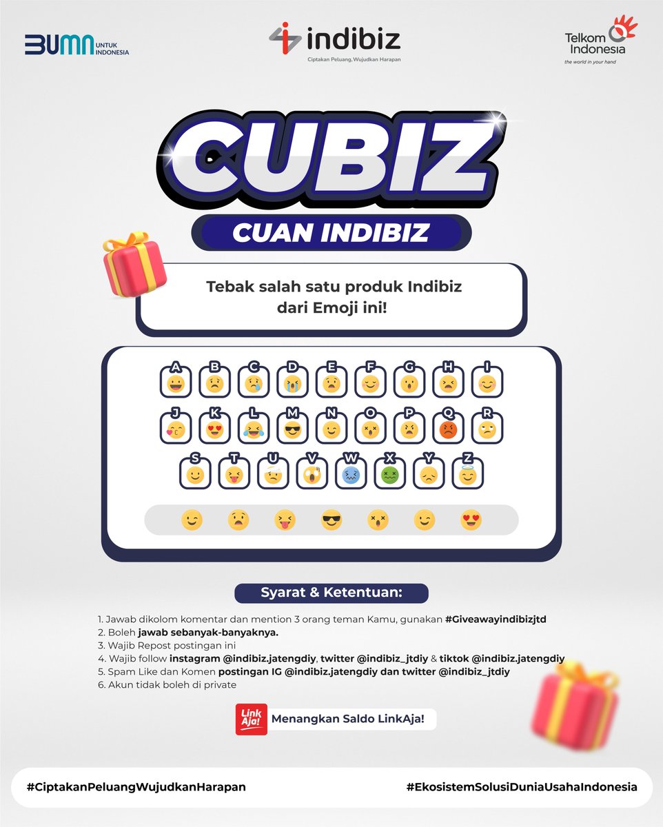 Indibiz_jtdiy's tweet photo. ✨GIVEAWAY TIME✨
Dapatkan saldo LinkAja! 📷📷
Caranya jawab pertanyaan dibawah ini dan tuliskan jawabanmu dikolom komentar serta tag 3 temanmu, like &amp; retweet semua postingan twitter📷

#Indibiz #indibizjtd #Giveawayindibizjtd #giveaway #CiptakanPeluangWujudkanHarapan https://t.co/pFIxgiBfFS