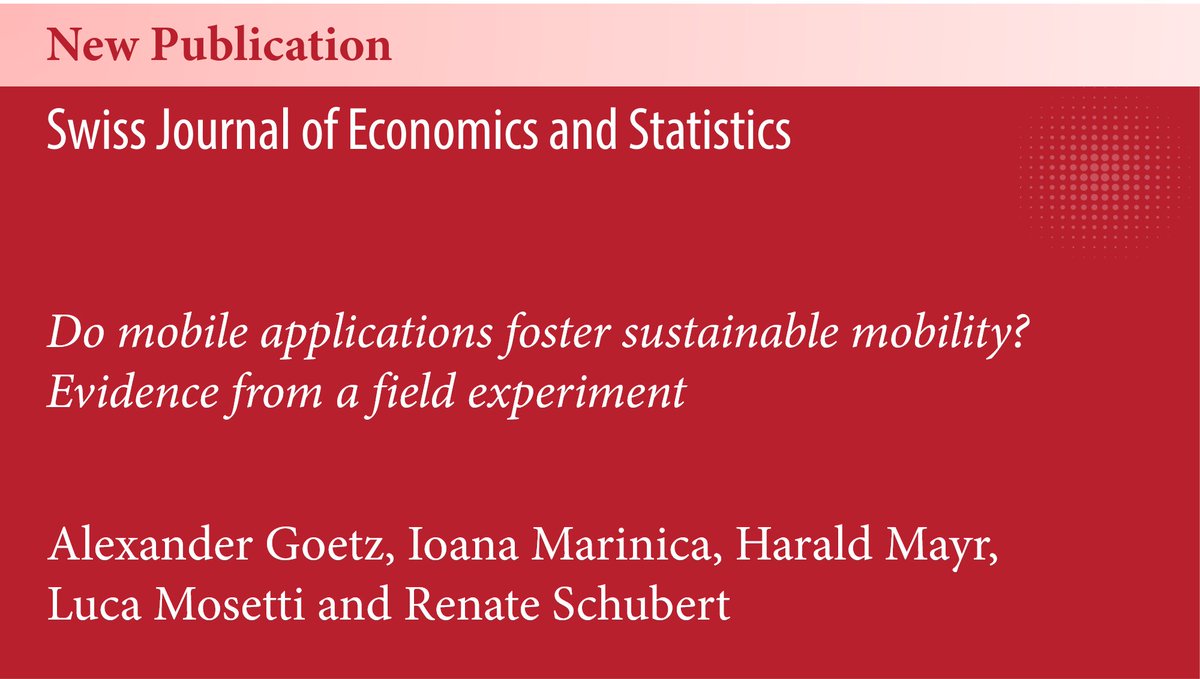 <a href="/goetz_a/">Alexander Goetz</a>, Ioana Marinica, <a href="/ha_mayr/">Harald Mayr</a>, Luca Mosetti, and Renate Schubert investigate if mobile applications can promote sustainable mobility. 
They conducted a randomized controlled trial using the Swiss Climate Challenge App to track the mobility behavior of 410 participants over a