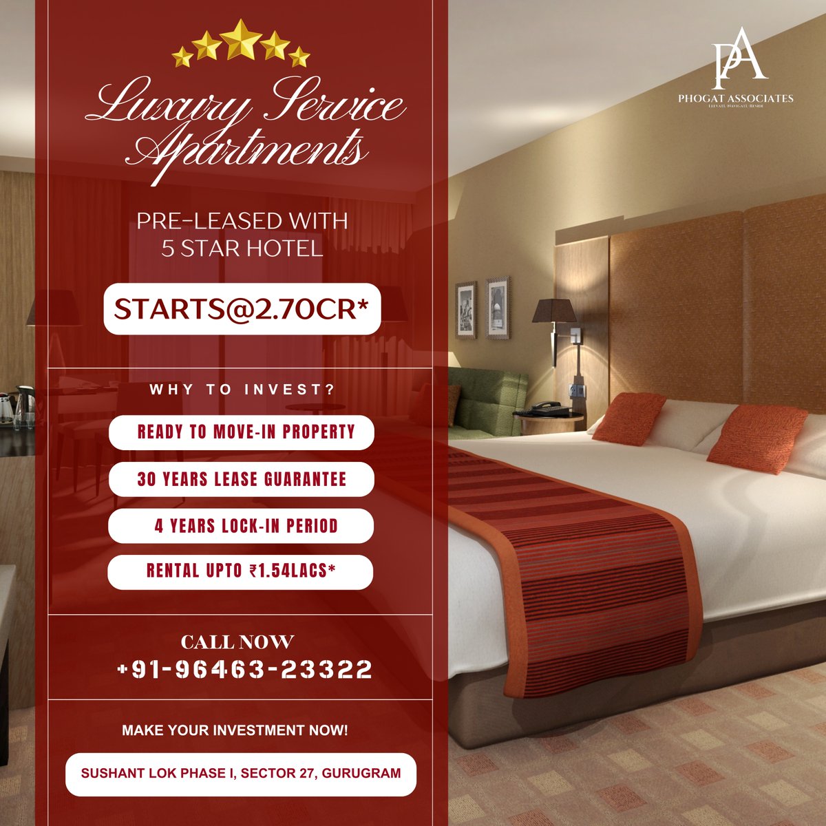 phogatassociate's tweet photo. 🌟Own a Luxury Service Apartment Pre-Leased with a 5-Star Hotel!🌟

Starting @ ₹2.70 Cr*💼✨
✅Ready-to-Move-In Property
✅30 Years Lease Guarantee
✅4 Years Lock-In Period
✅Rental Returns up to ₹1.54 Lakhs per month!*

Call Now!📞+91-96463-23322

T&amp;C*Apply. https://t.co/nBXgwj7XM2