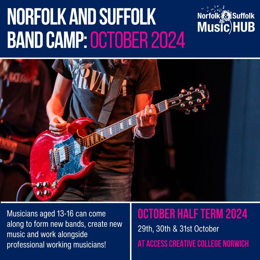Norfolk & Suffolk Music Hub (@nmhub) on Twitter photo ✨ Musicians aged 13-16 in Norfolk & Suffolk ✨ Join us for a 3-day Band Camp at <a href="/Access_Creative/">Access Creative College</a> Norwich! Come together with like-minded people and form new bands, create new music and work alongside professional musicians 🎶
🗓 29th - 31st October
🔗 buff.ly/3ATu8bv ✨ Musicians aged 13-16 in Norfolk & Suffolk ✨ Join us for a 3-day Band Camp at <a href="/Access_Creative/">Access Creative College</a> Norwich! Come together with like-minded people and form new bands, create new music and work alongside professional musicians 🎶
🗓 29th - 31st October
🔗 buff.ly/3ATu8bv