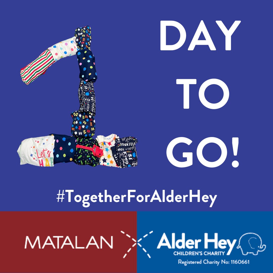 The wait is nearly over!! This year's #TogetherForAlderHey PJs land TOMORROW at 8am! We'll see you bright and early for launch day. We can barely contain our excitement! <a href="/Matalan/">Matalan</a> ❤💙

#JoinUsJoinIn #MakeADifference