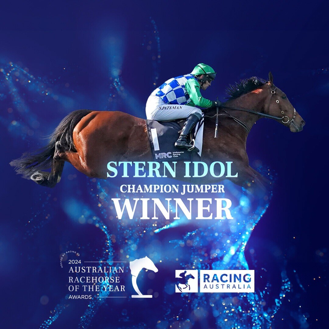 RacingSA's tweet photo. The 2023/24 Champion Jumper, Stern Idol 🙌

Congratulations to @cmaherracing and connections on a stellar season!

#AustralianRacehorseOfTheYearAwards https://t.co/jNZvvqAB3Q