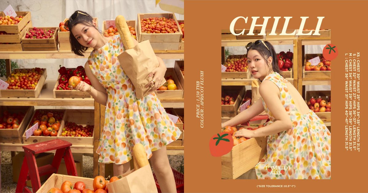 PalangPlus's tweet photo. lookbooklookbook - chilli dress apricot flush 🍅🌟เดรสพิมพ์ลายสุดน่ารัก สีสันสดใส ใส่ง่าย มีดีเทลผ่าหลังเบา ๆ 💖