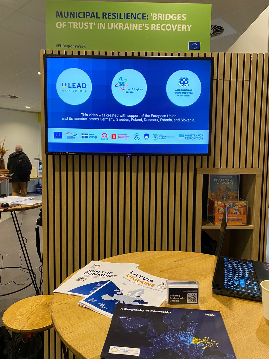 CCRECEMR's tweet photo. 🌍 Day 1⃣ of #EURegionsWeek! Join us at our booth from 8/10 to 10/10 to explore Municipal Resilience: 'Bridges of Trust' in Ukraine's recovery. 

Let’s foster municipal cooperation between the #EU and #Ukraine together! 🤝🇺🇦 

#BridgesofTrust