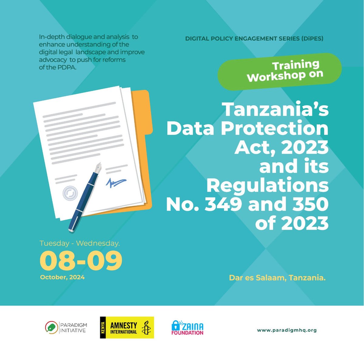 ZainaFoundation's tweet photo. Glad to partner with @ParadigmHQ On going workshop on Tanzania’s Data Protection Act, 2022 and its Regulations of 2023. https://t.co/iEQaF3aFTG
