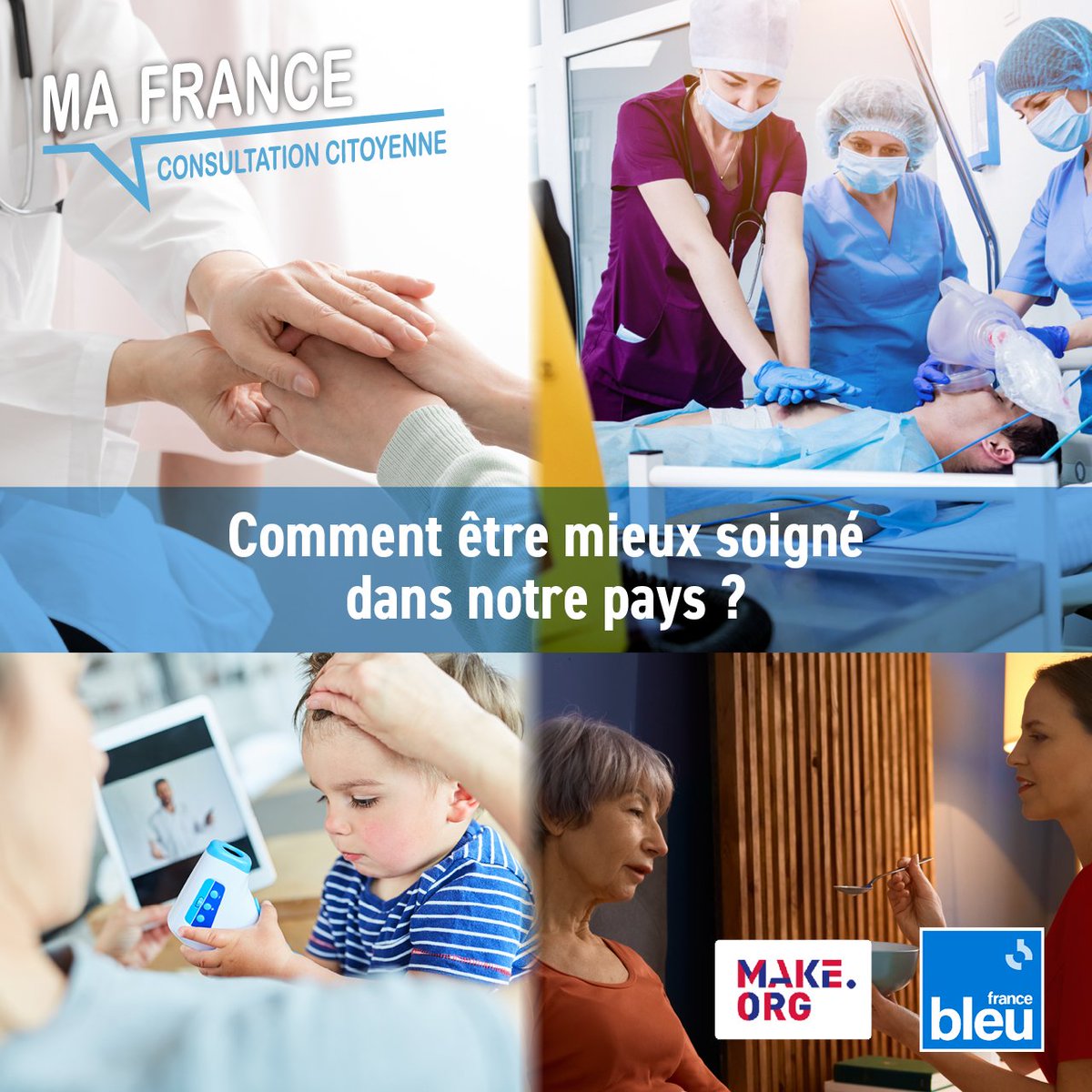 🧑‍⚕️ Focus sur la consultation citoyenne : comment être mieux soigné en France ? lancée par France Bleu et <a href="/Make_org/">Make.org</a> 
Dans #MaFrance le journal des régions à 13h15
<a href="/WendyBouchard24/">Wendy B</a> reçoit pour en parler :
➡️ <a href="/fredvalletoux/">Frédéric Valletoux</a> député de Seine et Marne et ancien Ministre de la Santé
➡️