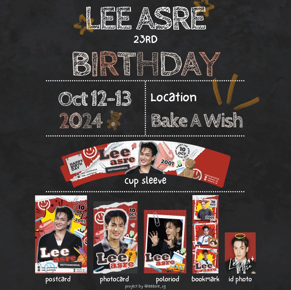 leeasre_sg's tweet photo. [LEE FINAL SG OFFICIAL BIRTHDAY PROJECT] 

Lee Birthday Cafe Event 
📍 Bake A Wish, Siam Center G Floor 
🗓️ 12 - 13 October 2024
🕙 10AM - 9.30PM 

#LeeAsre @lee_wattana 
#ProjectBDForLee2024 https://t.co/RZecxj5g7g