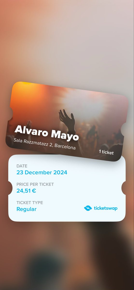 holaa estoy vendiendo una entrada para ver a alvaro mayo en Barcelona, dejo el link aqui!! agradeceria un rt y difusión 

ticketswap.com/listing/alvaro…
