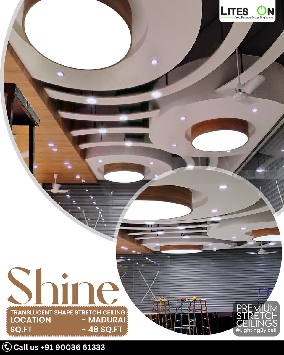 Litesonsalem's tweet photo. Introducing a new level of luxury at Madurai. Our translucent shape stretch ceiling offers a seamless, elegant solution that enhances natural light and creates a dynamic workspace.

📞 Call 90036 61333

#stretchceiling #translucent #architecturedesign #interiordesign #liteson https://t.co/HCKHYILilJ