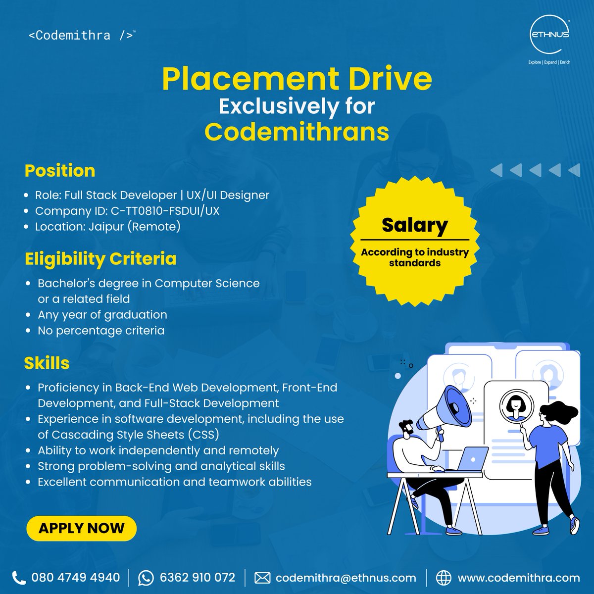 Our ongoing placement drive provides students with numerous opportunities, including engaging coding sessions and exciting career prospects.

To know more, visit: codemithra.com/courses/

#PlacementDrive #joboffer #career #tech #jobseekers #technology #job #jobhunt #jobhiring