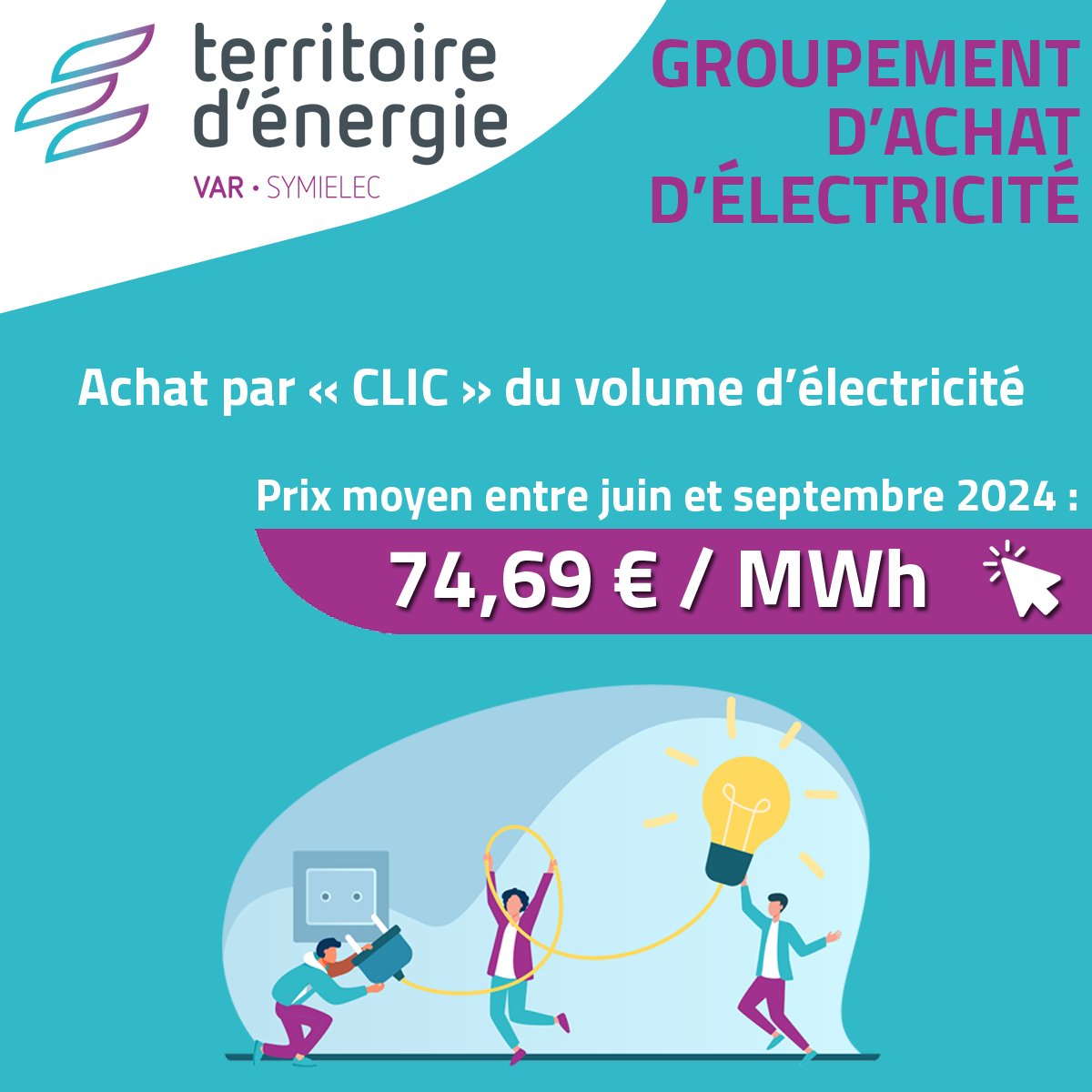 [⚡️] TE83 a procédé à l'achat par "CLIC" du volume d'électricité nécessaire pour compléter la part obtenue dans le cadre du dispositif ARENH pour l'année 2025.
Cette stratégie a permis au Syndicat d'obtenir un prix moyen très performant au profit des adhérents.