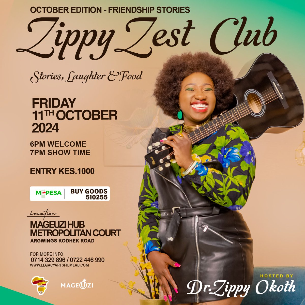 We are back! The October edition of @drzippyokoth Zest Club and this time we want to hear about your friendships.
Work friends, childhood friends, church friends, friends with or without benefits... maybe? 

A night of poetry &amp; muchene or as we like to call it, beating stories.