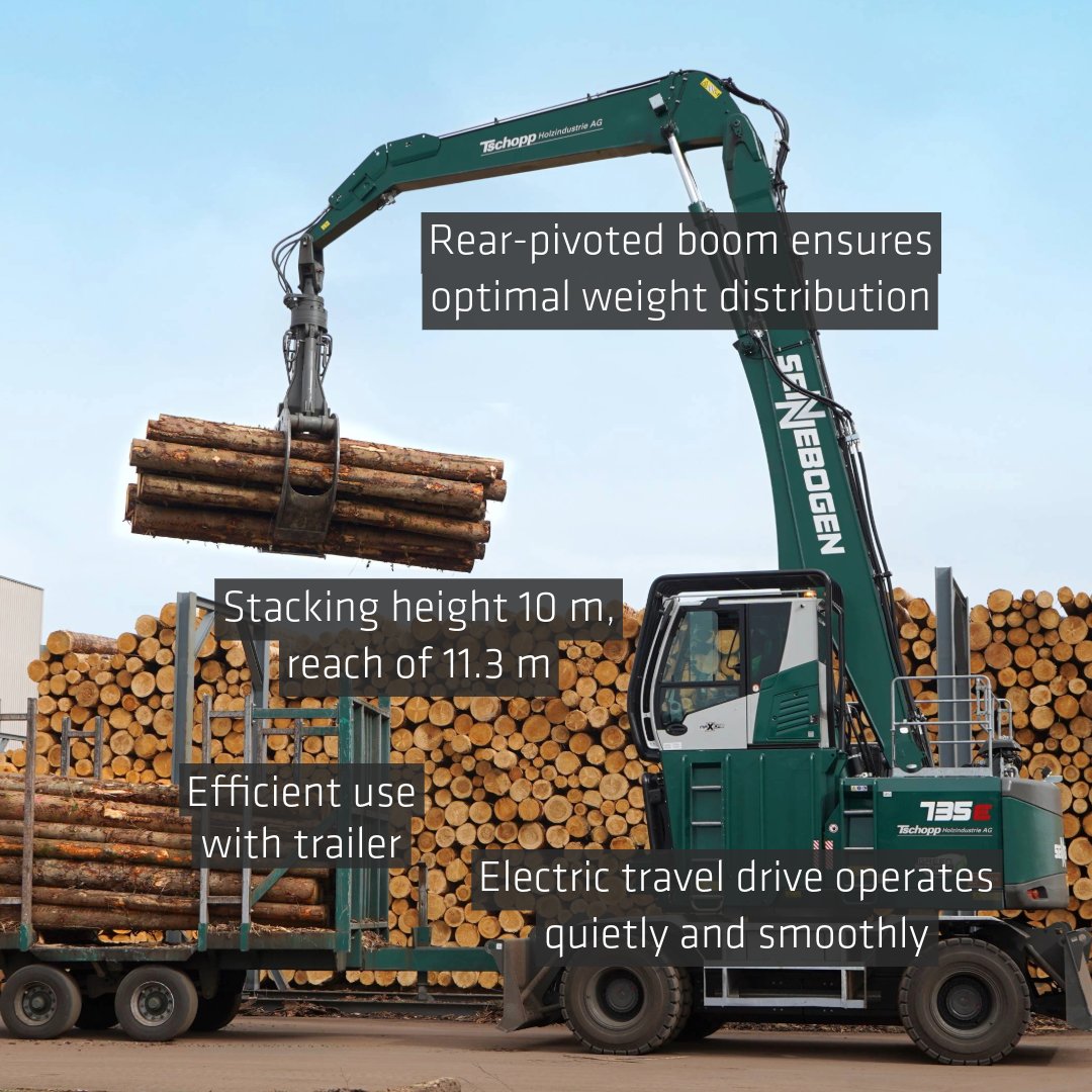 SENNEBOGEN_mk's tweet image. #SENNEBOGEN 735 E Electric Drive is now working at Tschopp AG&apos;s sawmill in Lucerne, 🇨🇭 ensuring efficient #roundwood handling. 🌱
💬 “By using the 735, we can massively reduce our consumption.”

Read the jobsite report: ➡️ bit.ly/3ZVhhzT

#loghandling #MOVEBIGTHINGS