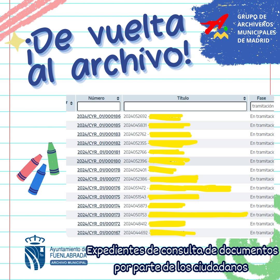 Estamos en octubre, pero en los archivos municipales de Madrid comenzamos nuevo curso.
Se acabaron las vacaciones y hay que volver a las tareas diarias.
#VueltaAlArchivo #gamm_archiveros #Fuenlabrada