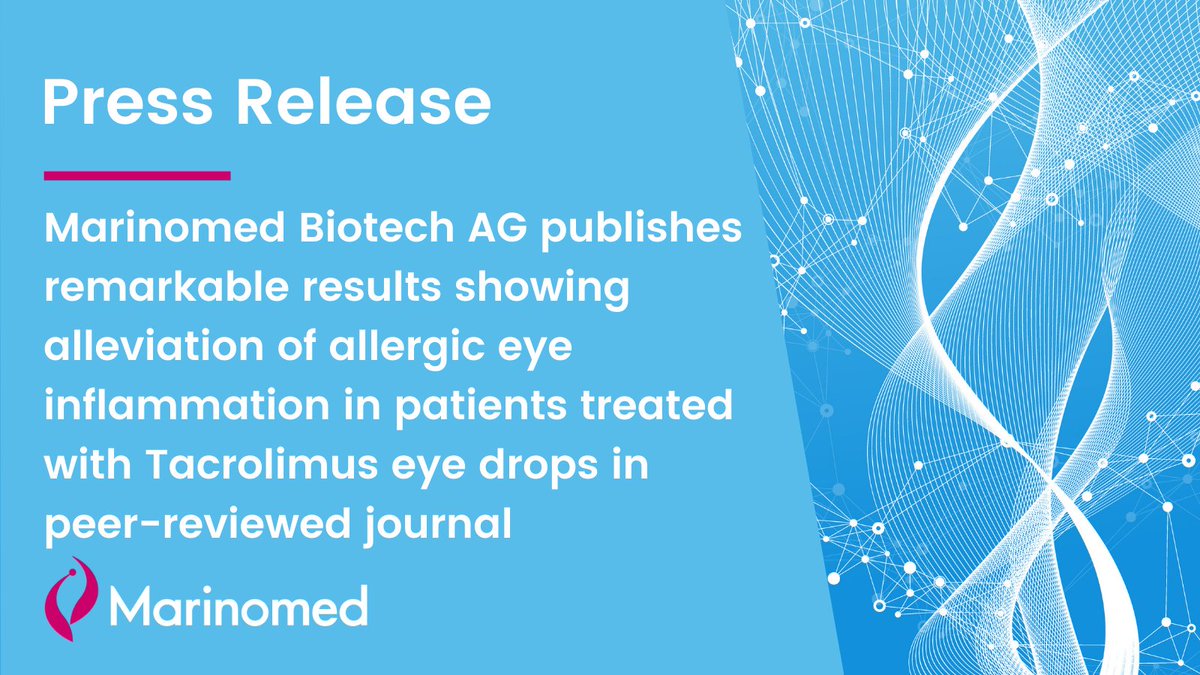 Marinomed Biotech AG publishes remarkable results showing alleviation of allergic eye inflammation in patients treated with Tacrolimus eye drops in peer-reviewed journal

Publication➡️ dovepress.com/articles.php?a…

Press release ➡️marinomed.com/en/news/news-d…

#Tacrosolv #oceanofideas