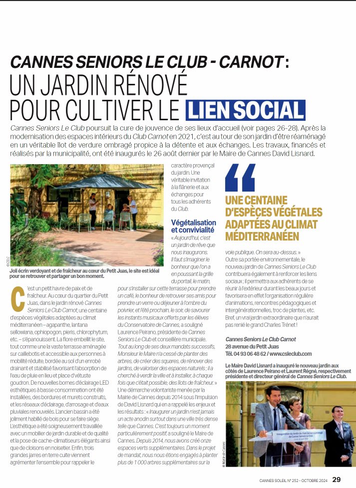 csleclub's tweet image. 📢 &quot;Cannes Seniors Le Club affiche son dynamisme&quot;, pages 26 à 29, dans la dernière édition de Cannes Soleil.

👉 A décourvrir en ligne : issuu.com/cannes/docs/ca…

#CSLC #LeClub #CannesSeniors #Dynamisme #Cannois #Activités #Cannes