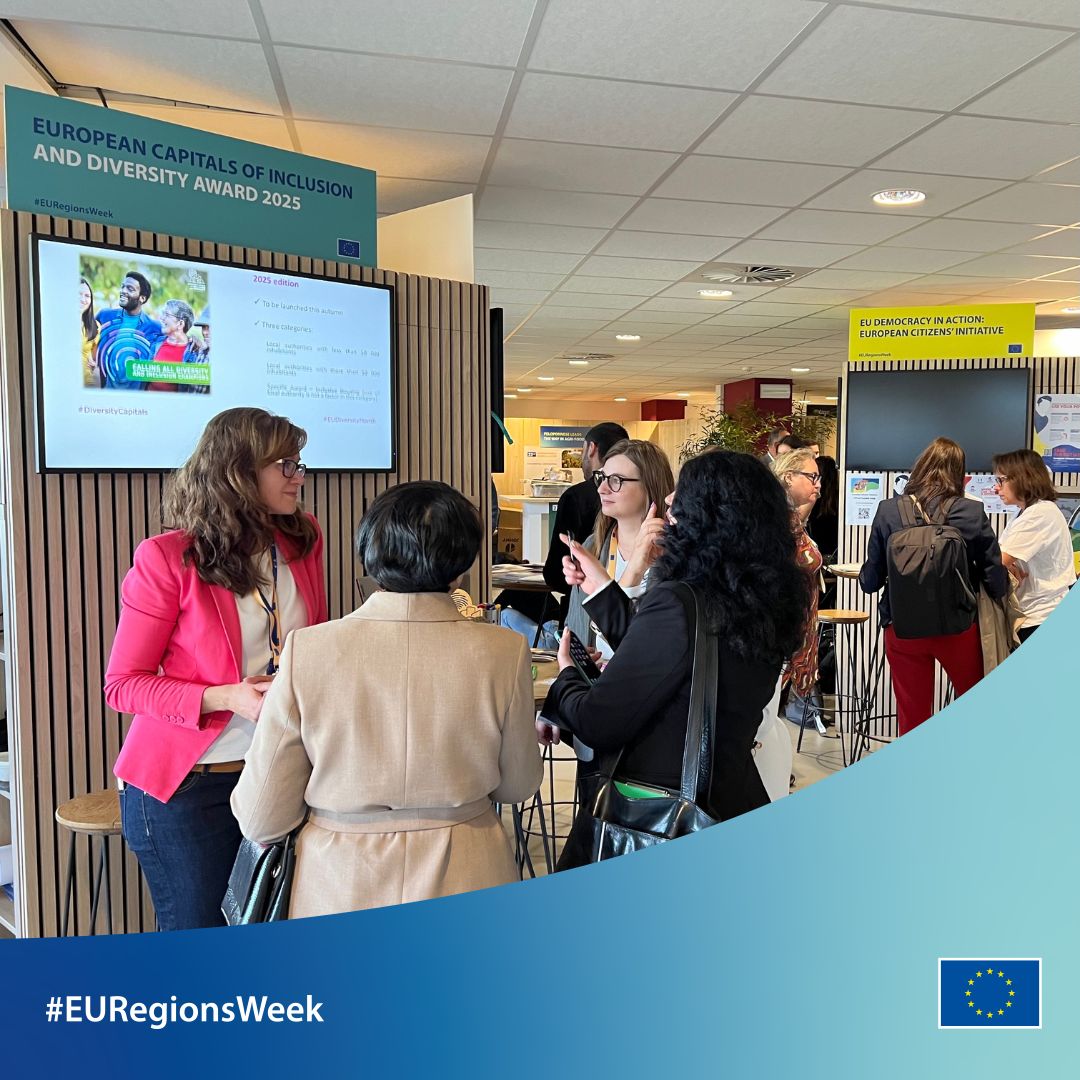 It's day 2 at #EURegionsWeek!

Today, we’ll show you around the exhibition, let you discover flavours from all around the world 🌎 and introduce you to the #Youth4Regions aspiring journalists.

Another busy &amp; exciting day in the #CohesionPolicy universum.