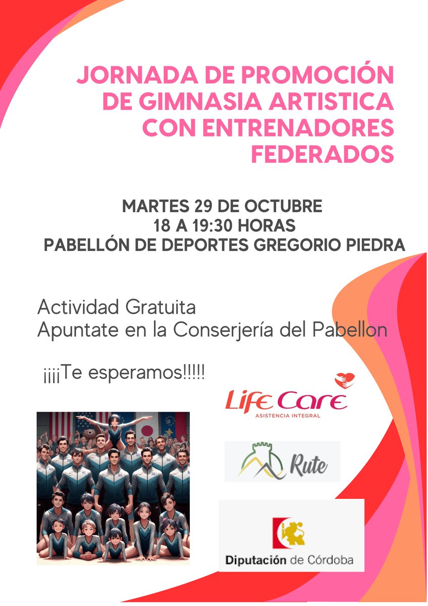 📢 Jornada de promoción de gimnasia artística con entrenadores federados

📅 Martes 29 de octubre de 18:00 a 19:30 horas en el Pabellón Municipal de Deportes Gregorio Piedra

¡Te esperamos!