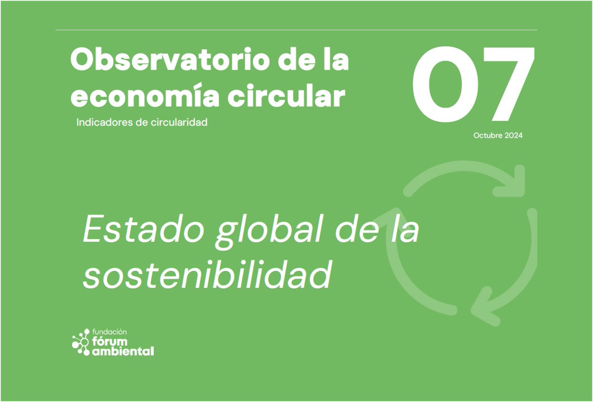 Retomamos los boletines del #Observatorio de la #EconomíaCircular de esta temporada con el boletín nº7.
Presentamos indicadores sobre el estado global de la sostenibilidad.

Aquí puedes descargar el documento.

forumambiental.org/es/boletin-eco…