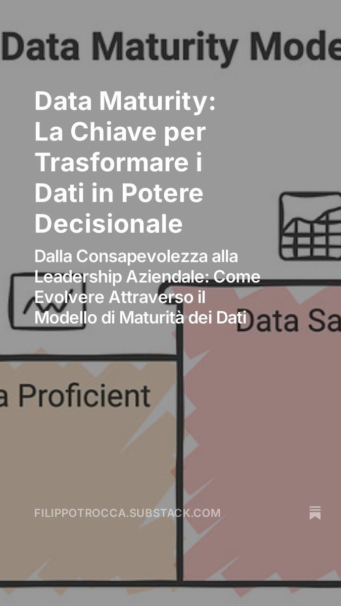 🚀 Data Maturity: la chiave per trasformare i dati in valore 
 Perché la maturità dei dati è fondamentale per prendere decisioni strategiche? Scopri come migliorare il tuo approccio ai dati! 

open.substack.com/pub/filippotro…

#DataMaturity #DataDriven