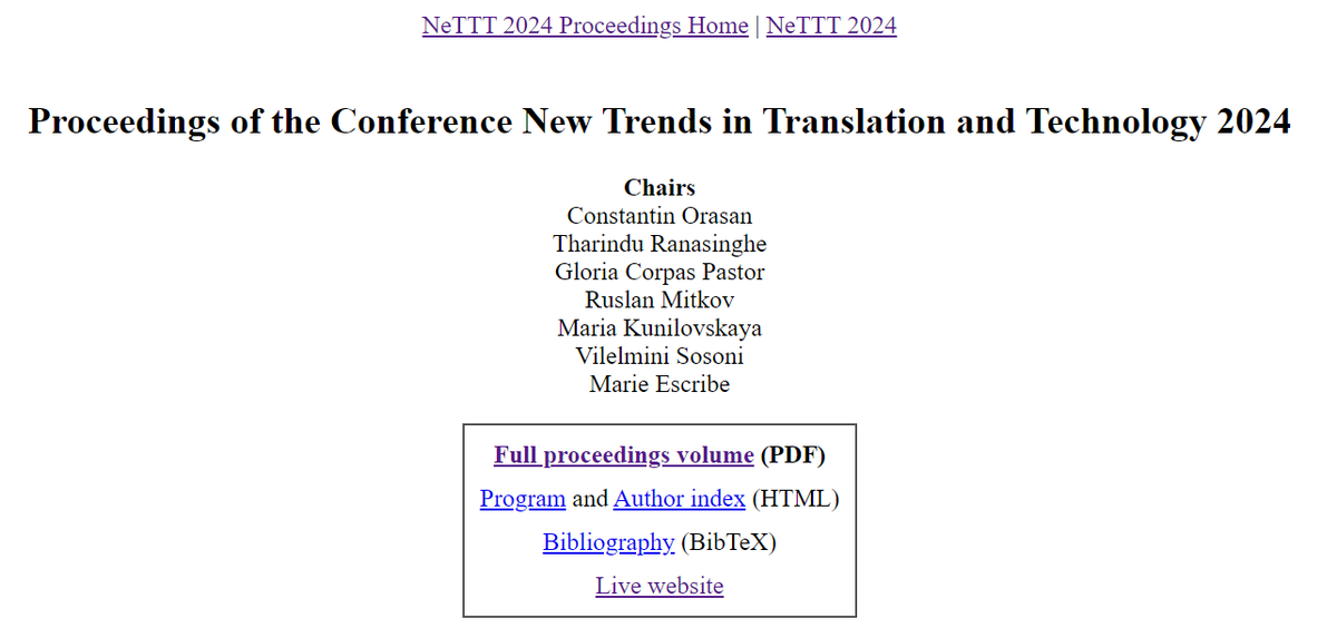NeTTIT 2026 (@nettit2026) on Twitter photo #NeTTT2024 proceedings are up! We want to thank all our contributors and reviewers. Well done to our editors @di_tri_nel <a href="/TharinduDR/">Tharindu Ranasinghe</a>
<a href="/ruslanmitkov/">Ruslan</a>, Gloria Corpas, Maria Kunilovskaya,
<a href="/VSosoni/">Vilelmini Sosoni</a> & Marie Escribe.
tinyurl.com/bddcetzh
See you all in Dubrovnik with NeTTIT 2026! #NeTTT2024 proceedings are up! We want to thank all our contributors and reviewers. Well done to our editors @di_tri_nel <a href="/TharinduDR/">Tharindu Ranasinghe</a>
<a href="/ruslanmitkov/">Ruslan</a>, Gloria Corpas, Maria Kunilovskaya,
<a href="/VSosoni/">Vilelmini Sosoni</a> & Marie Escribe.
tinyurl.com/bddcetzh
See you all in Dubrovnik with NeTTIT 2026!