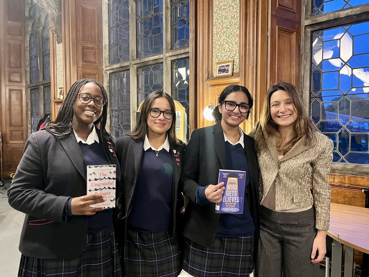FettesLibrary's tweet photo. Yesterday we welcomed Iranian-American author Dina Nayeri for a very inspiring talk about her personal journey as a refugee, her studies, career, and her involvement in various charities to help refugees. Lots of questions from our students @Fettes_College https://t.co/ONbLjVzIez