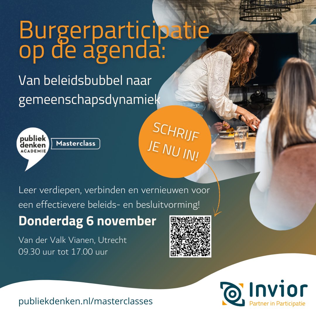🚀 Masterclass ‘Van beleidsbubbel naar groepsdynamiek’ op 6 nov. met Marije van den Berg! Leer hoe je burgerparticipatie écht waarmaakt. Maak gebruik van de groepsdeal! 💡 #burgerparticipatie #lokaleoverheid

Meer info: link in bio!
