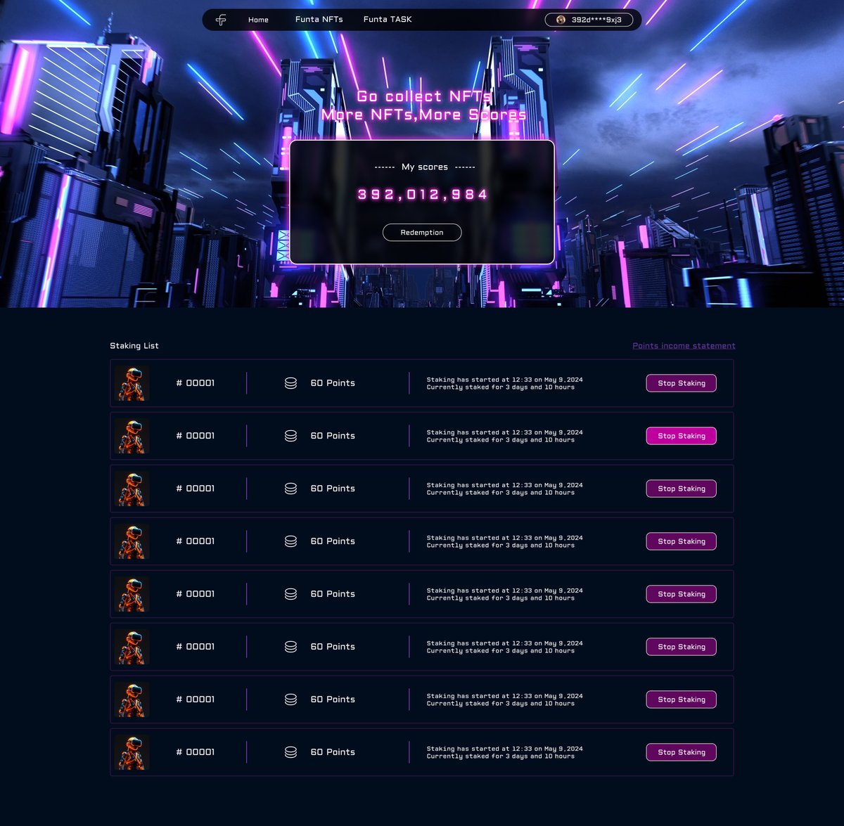 Funta_Web3's tweet image. 🎉The minting of #Funta Citizen NFT has been successfully completed! Thanks to all users for your support. 

Next up, Funta Citizen NFT #Staking will be launched. Currently, our technical team is speeding up the deployment of the staking system. 

Stay tuned! 😎 

#Depin #XR