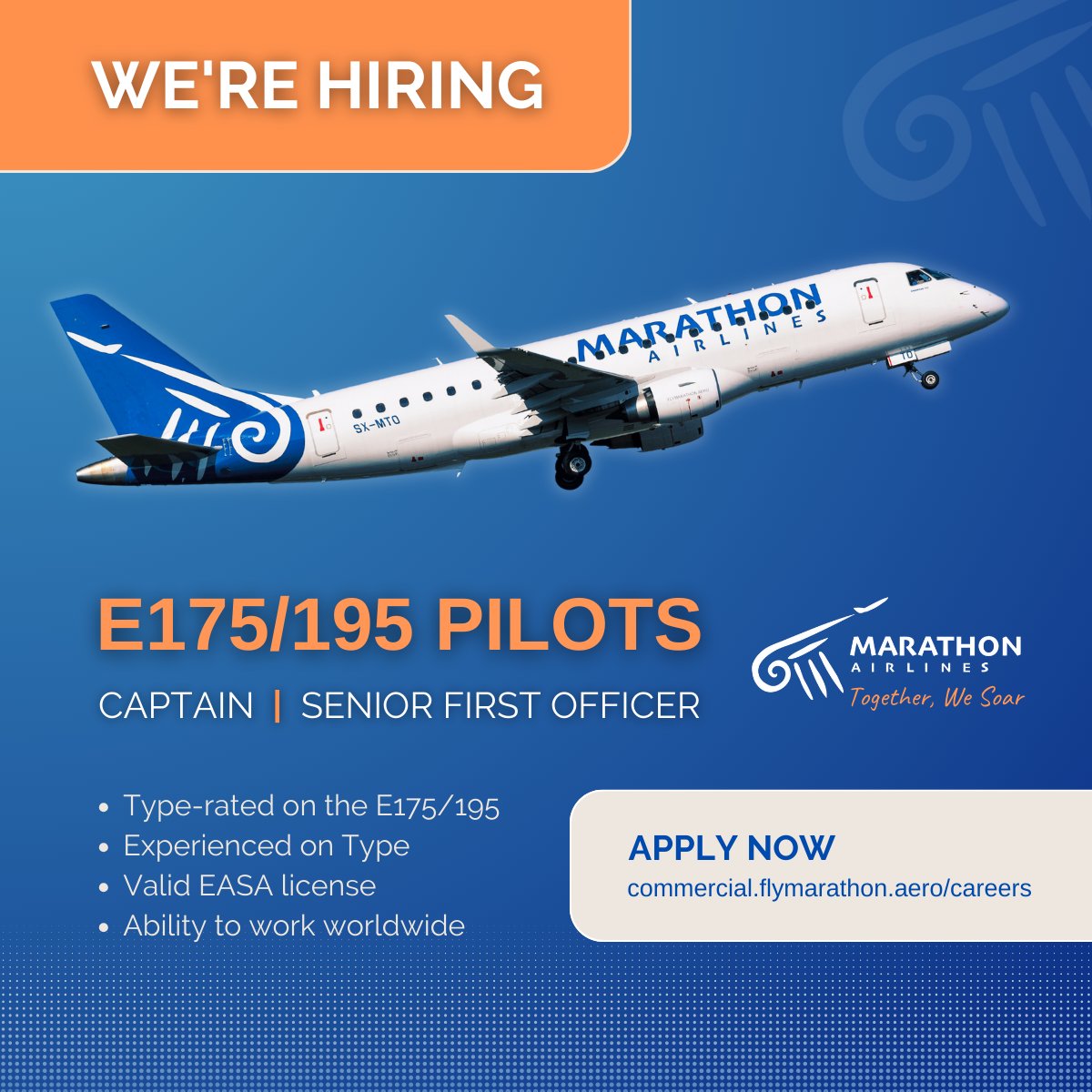 Calling all E175/195 Captains and Senior First Officers!

Immediate availability to join us
Competitive salary
Supportive environment
Opportunities to grow professionally and personally
 
Apply now or share with your network.
lnkd.in/dRp7dhfw

#hiring #e175 #aviationjobs