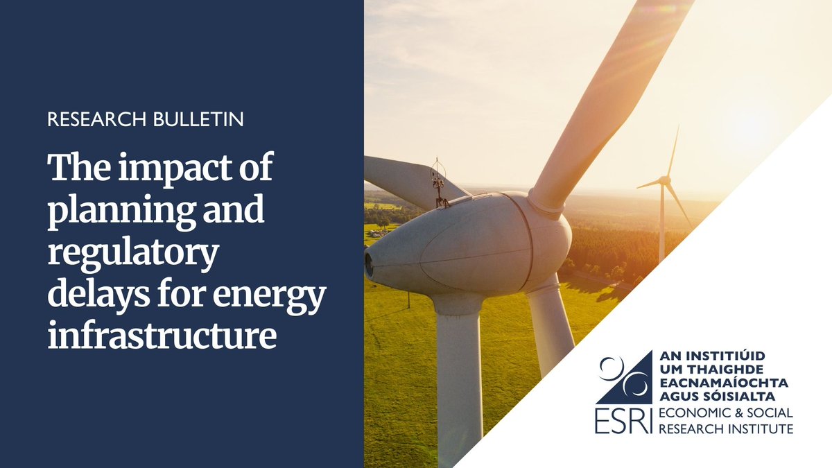 Today, we have published a new research bulletin titled 'The impact of planning and regulatory delays for energy infrastructure'. 

⚡ The research highlights how regulatory delays impact electricity prices, system emissions, and costs.
 
esri.ie/publications/t…
