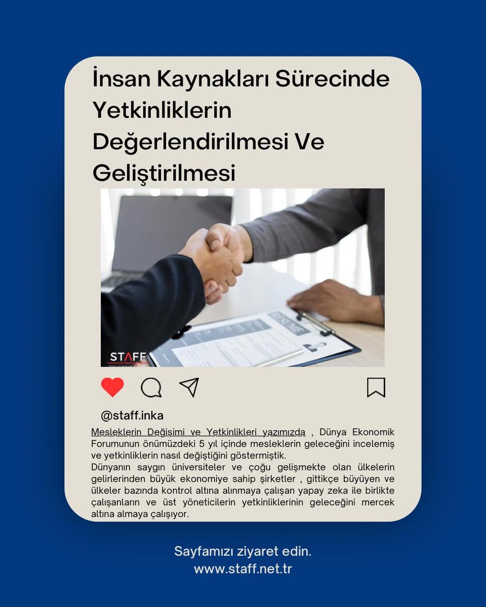 Dünyanın saygın üniversiteleri ve gelişmekte olan ülkelerin büyük şirketleri, yapay zeka ile birlikte çalışanlarının ve üst yöneticilerinin yetkinliklerini mercek altına alıyor. İK Sürecinde Yetkinliklerin Değerlendirilmesi ve Geliştirilmesi Staff Blog yazımız!