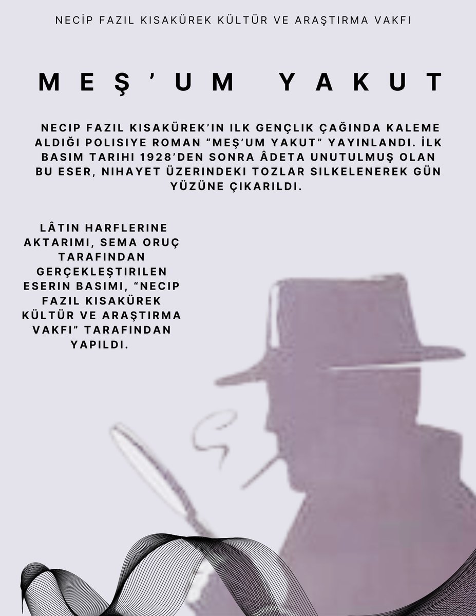Necip Fazıl Kısakürek’in ilk gençlik çağında kaleme aldığı polisiye roman “Meş’um Yakut” yayınlandı. İlk basım tarihi 1928’den sonra âdeta unutulmuş olan bu eser, nihayet üzerindeki tozlar silkelenerek gün yüzüne çıkarıldı.

buyukdoguyayinlari.com.tr