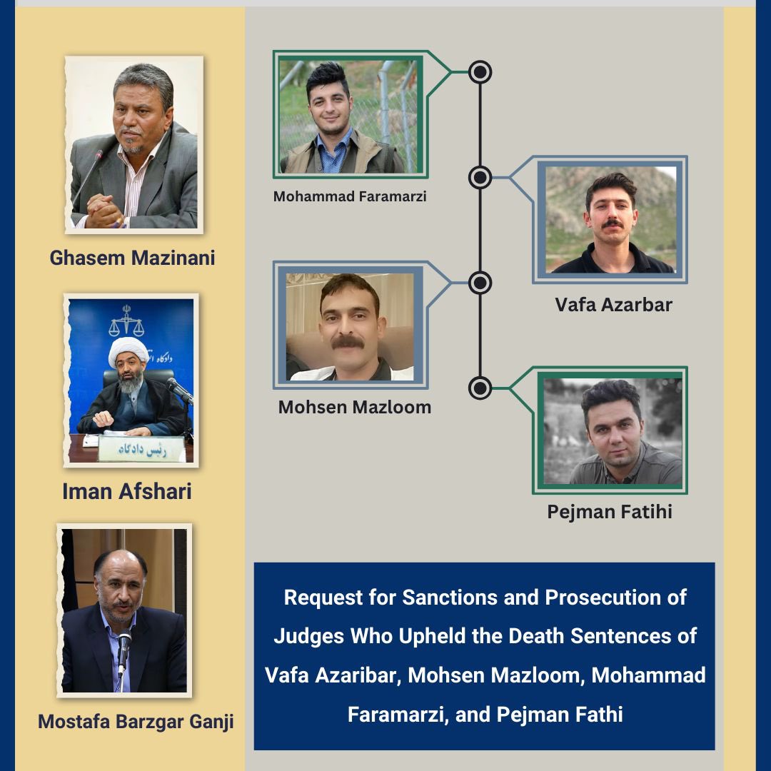 campaign1401's tweet photo. #رشتو 
١/١
The Second Statement of the Campaign for Justice for Four Executed Kurdish Political Prisoners in Iran

Request for Sanctions and Prosecution of Judges Who Upheld the Death Sentences of Vafa Azaribar, Mohsen Mazloom, Mohammad Faramarzi, and Pejman Fathi https://t.co/QPHFTY5haR