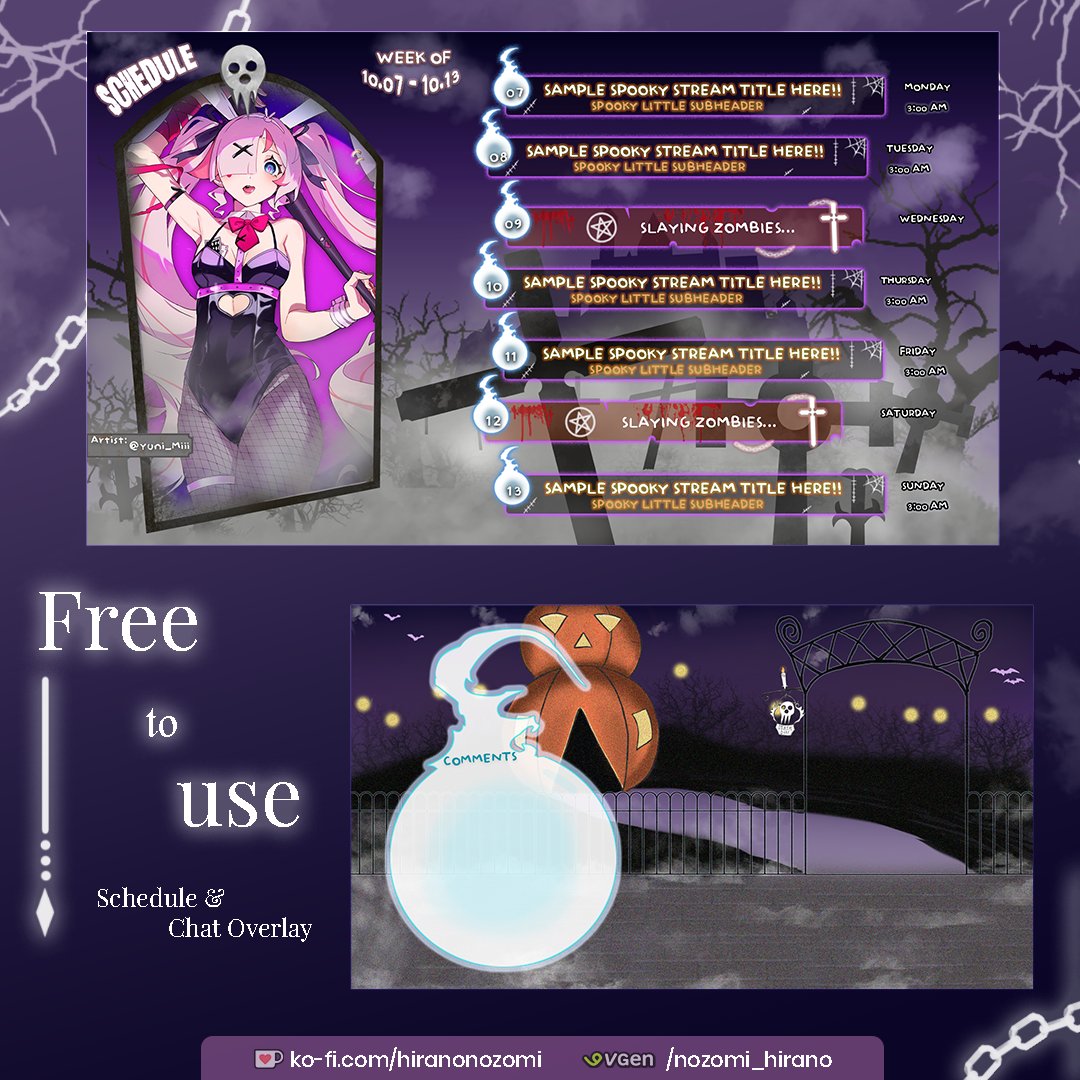 nozomi_hirano's tweet image. ⟢ Free To Use! ✝️

▸ SCHEDULE 🪦
▸ CHATTING OVERLAY🎃

❤ + 🔁️are very much appreciated! (´｡• ◡ •｡`) ♡

#ENVtuber #VtuberUprisings #freevtuberassets #vtuberassets #Halloween2024