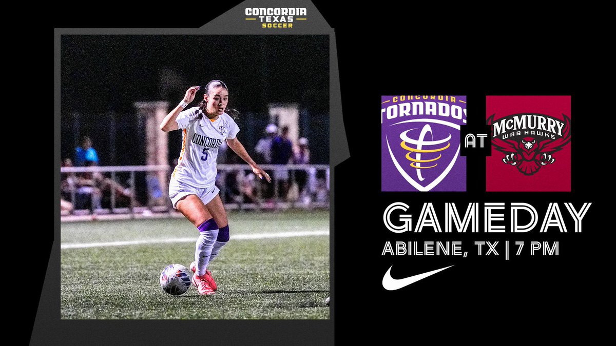 Wake up CTX FAM, it’s 𝐆𝐀𝐌𝐄𝐃𝐀𝐘 ‼️⚽️

CTX Women’s soccer is ready to take on the Warhawks for tonight’s match in Abilene!!

Let’s go Tornados!!💥 🌪️ 

🆚 McMurry University
📍 Abilene, Texas
⏰ 7:00 PM
📺📊 athletics.Concordia.edu

#TornadoNation🌪️