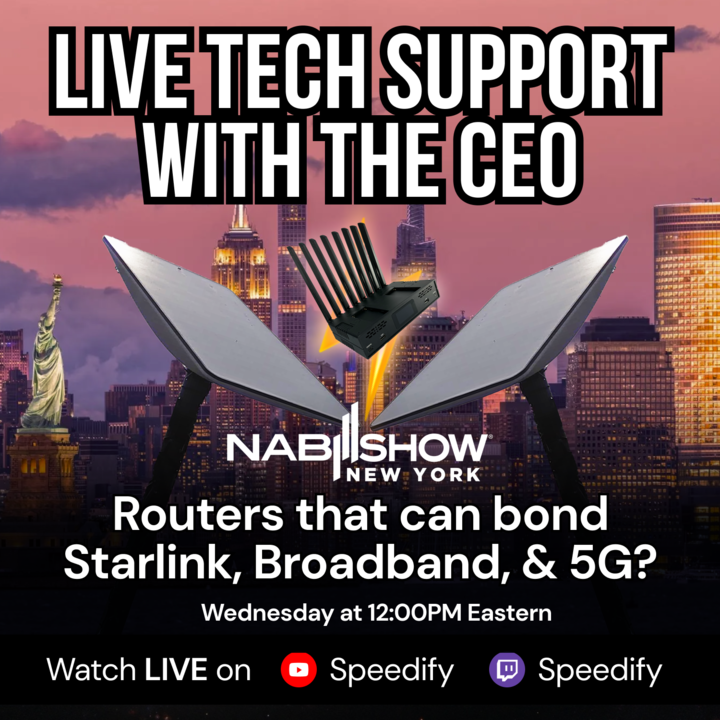 Speedify (@speedify) on Twitter photo Who's at <a href="/NABShow/">NAB Show</a> today, <a href="/alexgizis/">Alex Gizis</a> is! He will stream live tomorrow all about his findings so see ya then.
youtube.com/@speedify tiktok.com/@speedifylive twitch.tv/speedify #WiFi #support #vpn #Technology #router #TechTrends #NABshow #NABshowNY
<a href="/Starlink/">Starlink</a>
<a href="/SpaceXStarlink/">Commentary Starlink 🛰️</a> Who's at <a href="/NABShow/">NAB Show</a> today, <a href="/alexgizis/">Alex Gizis</a> is! He will stream live tomorrow all about his findings so see ya then.
youtube.com/@speedify tiktok.com/@speedifylive twitch.tv/speedify #WiFi #support #vpn #Technology #router #TechTrends #NABshow #NABshowNY
<a href="/Starlink/">Starlink</a>
<a href="/SpaceXStarlink/">Commentary Starlink 🛰️</a>