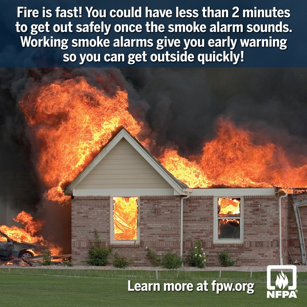 Day 3 of Fire Prevention Week 2024!

Make a home escape plan. Practice the plan
with everyone in your household. When the smoke alarm sounds, get out and stay out. Go to the outside meeting place. Call 9-1-1

For more information:

nfpa.org/edu.../home-fi…

fpw.org