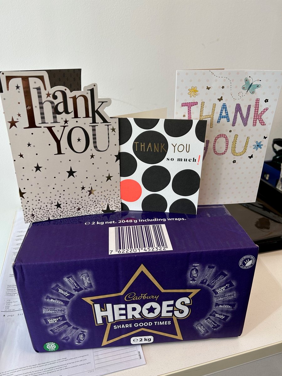 The proof is in the pudding – thank you so much for everyone's kind words and gifts, it means a lot to our team at Johnsons Toyota in Liverpool!

We're hoping these Heroes last the team a while, but no promises 😜🍬