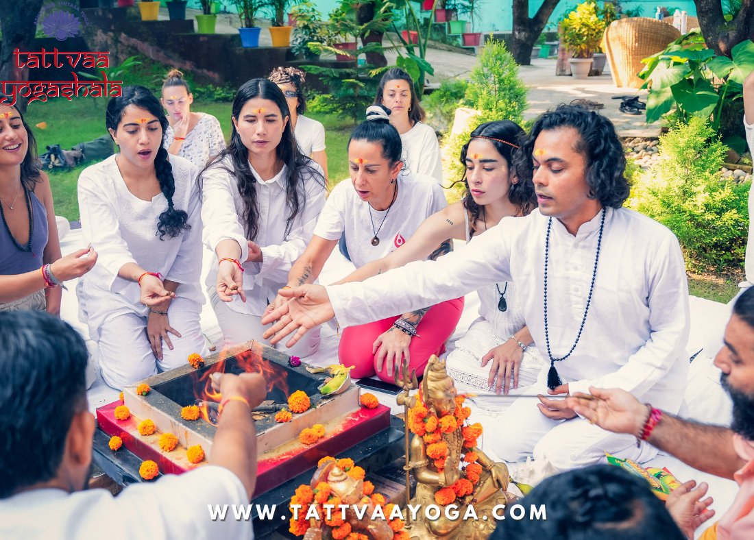 tattvaayoga's tweet photo. Welcoming new beginnings at Tattvaa Yogashala!  The opening ceremony of our 200-hour Ashtanga Yoga Teacher Training was a beautiful blend of tradition and intention. We began with a sacred Hawan fire ritual, chanting mantras to purify the space and invite positive energy. 🙏 https://t.co/L7sDGmKqFp