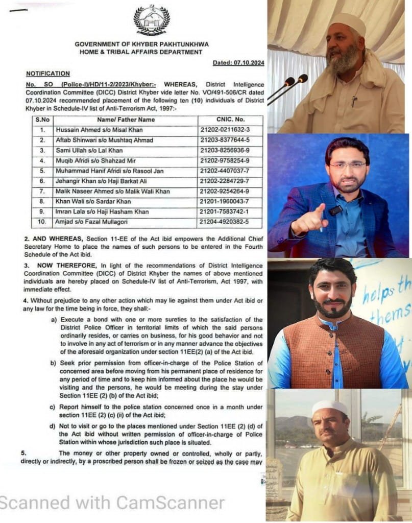 SenatorMushtaq's tweet photo. ضلع خیبر میں سیاسی لیڈرشپ،جرگہ کےقائدین اور پی ٹی ایم کے ذمہ داران کو  شیڈول 4 لسٹ آف اینٹی ٹررسٹ ایکٹ میں ڈالنے کی مذمت کرتاہوں۔حکومت یہ فیصلہ فوری واپس لے۔
ملک نصیرخان کوکی خیل، خان ولی آفریدی، عمران لالا،حسین احمد،آفتاب شنواری سمیت 10 افراد کو شیڈول 4 میں ڈالنے سے حکومت اپنی شکست خوردگی کا ثبوت دے رہی ہے،کوکی خیل 13 سال سے اپنے ہی ملک میں بے گھر ہیں، ان کی واپسی کیلئے آواز اٹھانا،ضلع خیبر میں امن و امان کی بات کرنا اور قبائلی اضلاع اور صوبے کے مسائل کے حل کیلئے جرگوں کا انعقاد ایک پرامن قانونی راستہ ہے،اس پر دہشتگردی کا لیبل لگانا،عوامی قیادت کو خوفزدہ کرنا بنیادی انسانی حقوق پر ڈاکہ اور ظلم وجبر کے راج کو دوام دینا ہے۔حکومت فسطائیت کے بجائے عوام اور صوبے کے مسائل حل کرے،امن و امان کا قیام، مسلح دستوں کا خاتمہ،جبری گمشدہ افراد کی رہائی، فوج کی واپسی اور بے گھر افراد کو واپس اپنے گھروں کو جانے کی اجازت  دی جائے۔