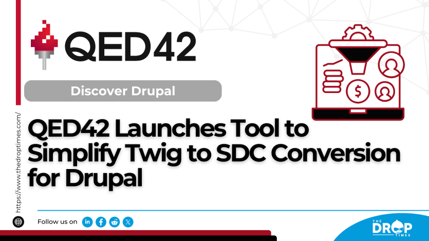 thedroptimes's tweet photo. 🚀 Big News for Drupal Developers! 🚀

@QED42 has just rolled out a game-changing tool to streamline the conversion of Twig templates into Single Directory Components (SDC). 🛠️

No more manual YAML file creation! The new tool automates the process, saving developers precious time by generating .component.yml configuration files based on your existing components (like Twig, CSS, and JS). It even analyses component properties and provides example values for Drupal’s Experience Builder!

Priyanka Jeph @priyankajeph (Content Design Lead) and Anand Toshniwal @toshniwal_anand (Technical Architect) have written a blog post introducing this tool, which aims to simplify development workflows as SDC becomes the future standard in Drupal page-building.

Want to know more? Check the link below!
https://t.co/3ZL0SUNXUq

#Drupal #TwigToSDC #DrupalDevelopment #QED42 #WebDevelopment #ComponentBasedDevelopment #TechInnovation #OpenSource