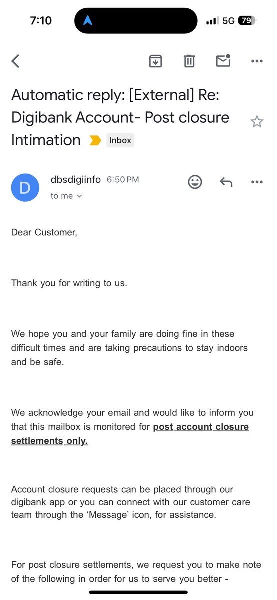 Ankitjain2210's tweet photo. @dbsbank @DBSBankIndia after a delightful experience with DBS Singapore, it’s been excruciatingly difficult to bank with the Indian operations. 

After 3 months, this is what I receive. Are they still in COVID era?? https://t.co/a20YCG1LK1