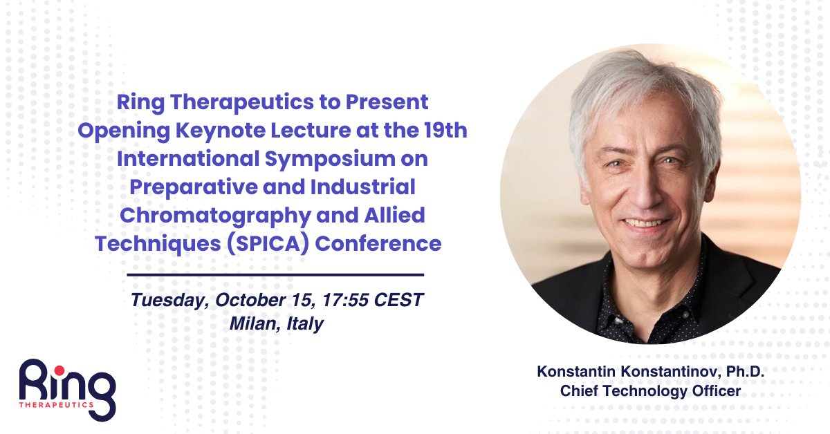 Our CTO, Konstantin Konstantinov, will be delivering the opening keynote lecture at the upcoming SPICA conference, discussing the latest breakthroughs across the Preparative and Industrial Chromatography field aiming to advance #GeneticMedicine. More: bit.ly/3Y0mow6
