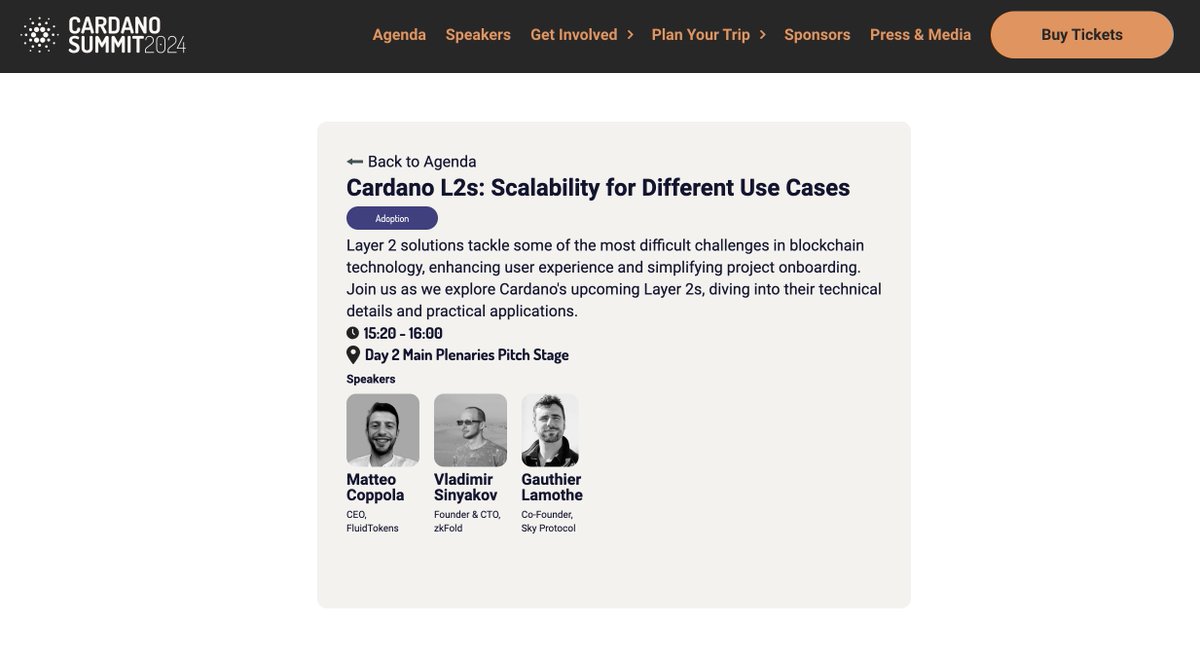 We’re honored to be speaking at Cardano Summit in 2 weeks about L2s and scalability 🔥