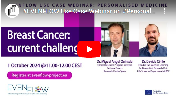 EvenflowProject's tweet photo. 📼The #video and presentations from the recent @EvenflowProject webinar on the challenges of #breastcancer are now available!
https://t.co/ShxCMiG7OH
#personalisedmedicine #complexeventforecasting https://t.co/TZEWBUV0bx