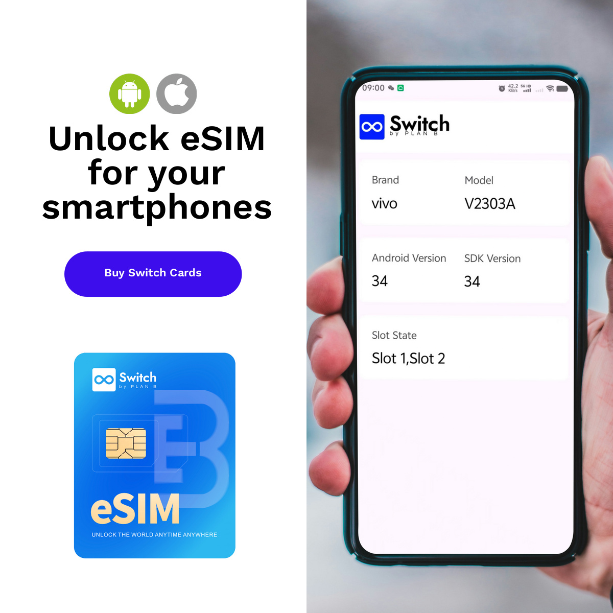 🚀Unlock eSIM for your smartphones now with Switch Cards #switchesim (Supporting #Android &amp; #iOS Devices) 📱🌍
Switch Cards offer seamless eSIM activation for both Android and iOS devices. No more physical SIM cards—enjoy global connectivity with just a few steps!

🌟Key