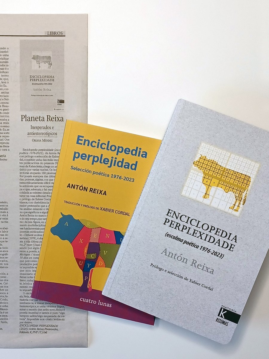 "Unha forma autóctona de surrealismo, unha lírica vangardista, escintilante, irónica e fondamente persoal" #EnciclopediaPerplexidade #AntonReixa #Poesia Recensión de <a href="/Oriana_Mendez_/">Oriana Méndez</a> <a href="/Farodevigo/">Faro de Vigo</a> 
Tamén #EnciclopediaPerplejidad no noso selo <a href="/edcuatrolunas/">Editorial Cuatro lunas</a>
📚tinyurl.com/ReixaKLK