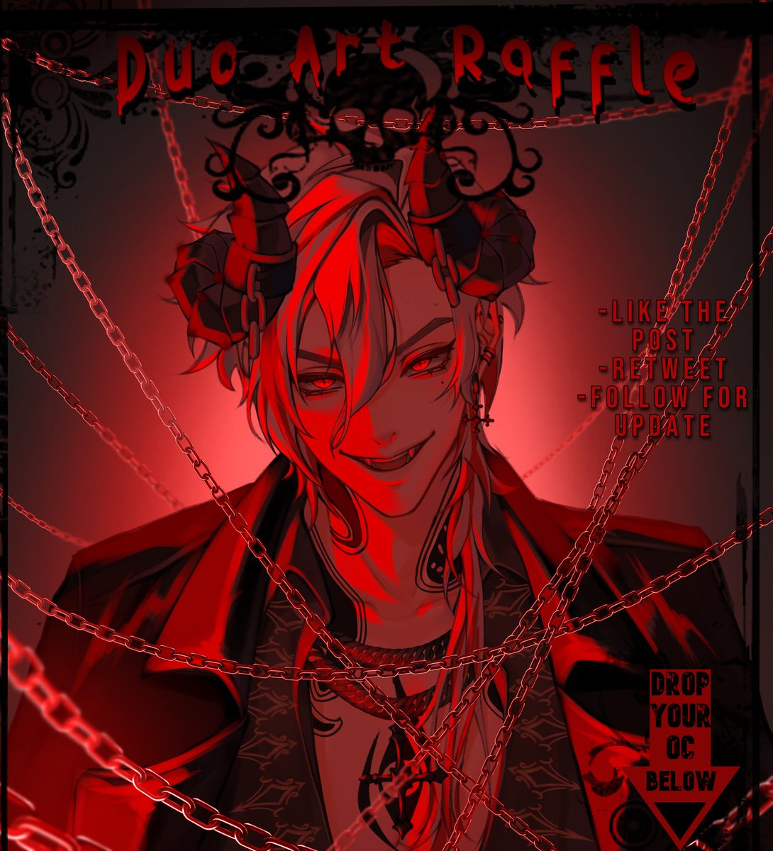 Another goal hit so~

Duo Art Raffle time ! 
I will be picking 2 Winners (1 NSFW and  1 SFW) 
All you have to do is:

-Comment your OC
-Specify if its gonna be NSFW, SFW or both.
-Like the post &amp; RT
-Follow for update (optional)

Post will be closed on 10/11 Friday.
Good Luck!🍷