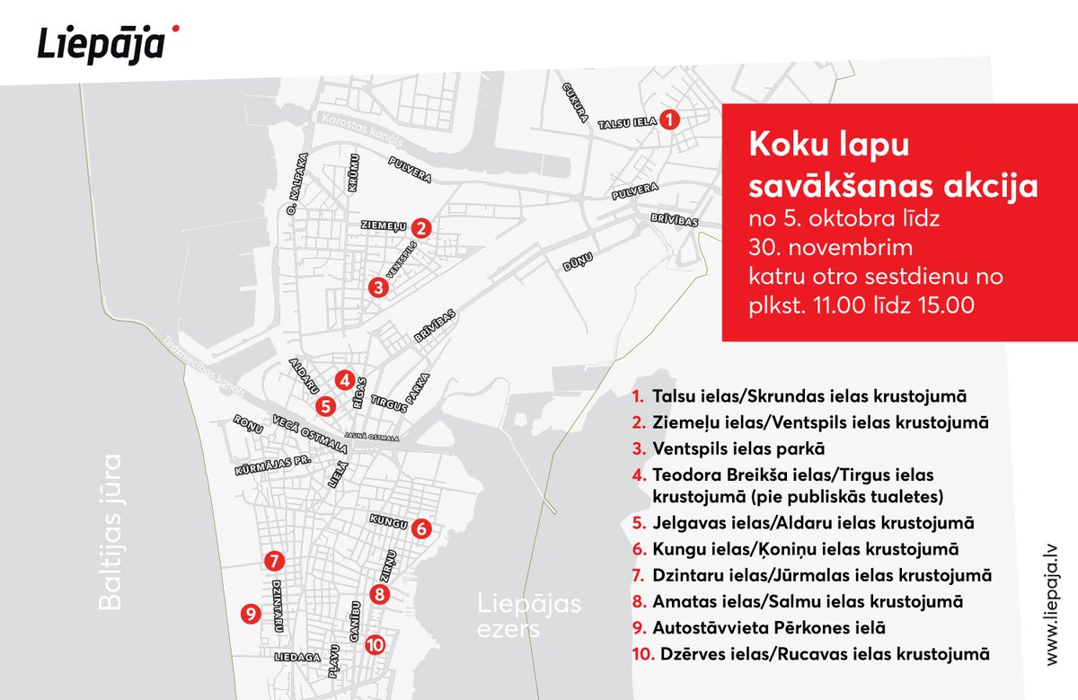 kpliepaja's tweet photo. Pagājušajā sestdienā notikušajā akcijā iedzīvotāji kopumā nodevuši 30 kubikmetrus sagrābto lapu, t.i., piepildīti četri lielie konteineri.👍Tagad laiks gatavoties nākamajai reizei - tā notiks sestdien, 19. oktobrī.  Plašāk: 
https://t.co/XkD06sqo6g
un 
https://t.co/4urYd7atp6 https://t.co/uu2HCxgUAO